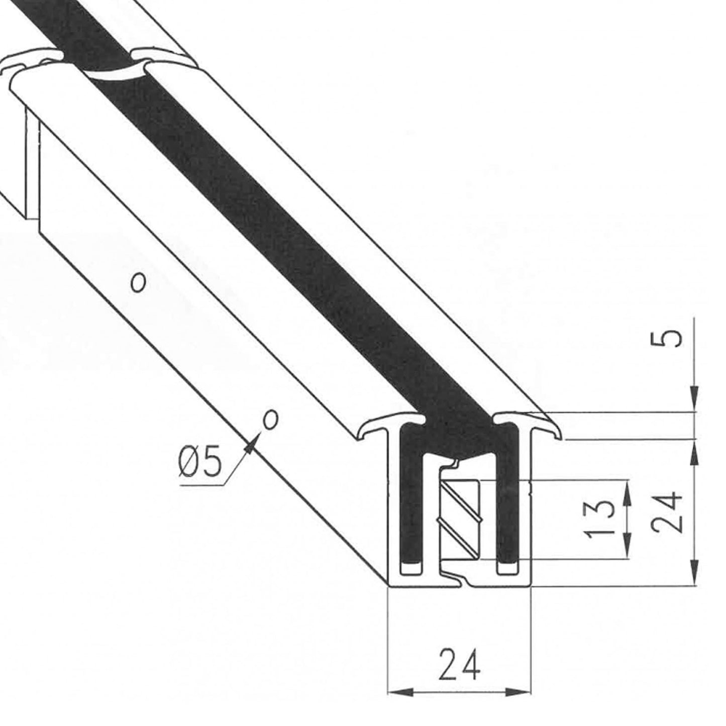 Aluminium Center Flex Hinge 2400mm (2.4m)
